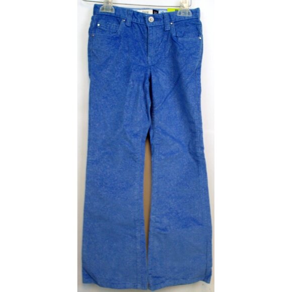 NWT GAP Kids Flare Stretch Light Blue Sparkly Corduroy Pants Snap & Zip Closure - Picture 2 of 16